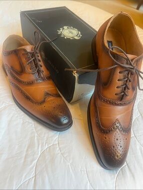 Canali Brown Leather Wingtip Oxfords